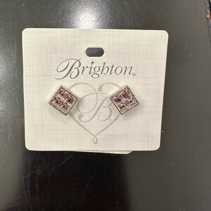 Brighton Silver Sparkling Square Stud Earrings